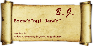 Bozsányi Jenő névjegykártya